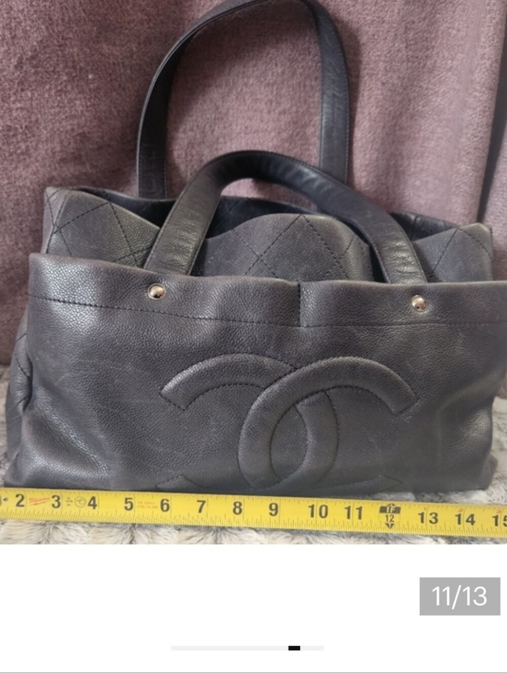 Chanel Ultimate Executive Caviar Tote Bag Cerf Navy Blue CC Jumbo - Picture 8 of 15